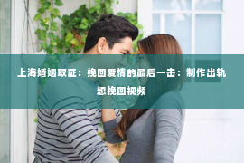 上海婚姻取证：挽回爱情的最后一击：制作出轨想挽回视频