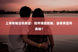 上海婚姻出轨取证：如何挽回婚姻，当老婆坚持离婚？