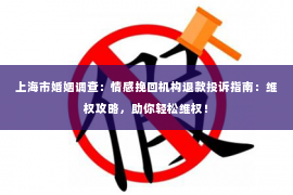 上海市婚姻调查：情感挽回机构退款投诉指南：维权攻略，助你轻松维权！