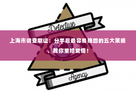 上海市调查取证：分手后最容易挽回的五大策略，教你重拾爱情！