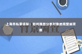 上海市私家侦探：如何挽回分手对象的完整版攻略