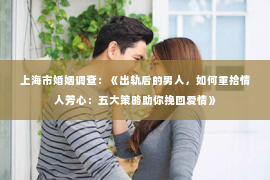 上海市婚姻调查：《出轨后的男人，如何重拾情人芳心：五大策略助你挽回爱情》