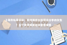 上海市私家侦探：如何挽回主动提出分手的女生？五个有效策略助你重燃爱情