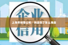 上海市调查公司：妈出轨了怎么挽回