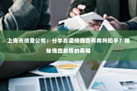 上海市调查公司：分手后坚持挽回有用吗知乎？揭秘挽回爱情的真相