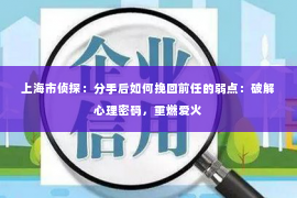 上海市侦探：分手后如何挽回前任的弱点：破解心理密码，重燃爱火