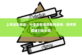 上海出轨取证：分手后想挽回她的话语：如何用真诚打动心扉