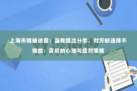 上海市婚姻调查：当我提出分手，对方却选择不挽回：背后的心理与应对策略