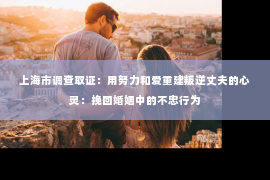 上海市调查取证：用努力和爱重建叛逆丈夫的心灵：挽回婚姻中的不忠行为